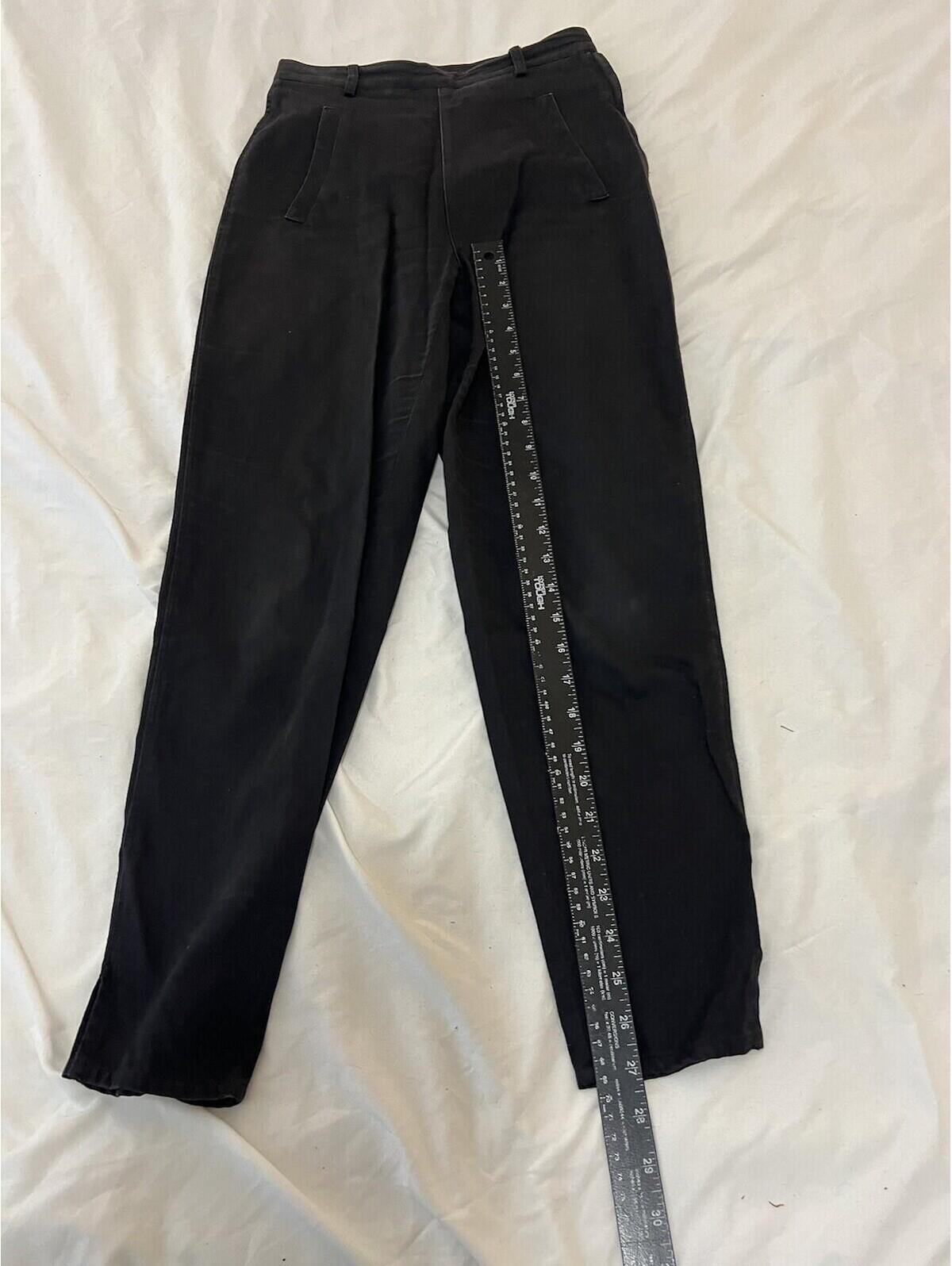 Vintage Mondi Pants Size 4 Us Black Linen Cropped 1980s 353